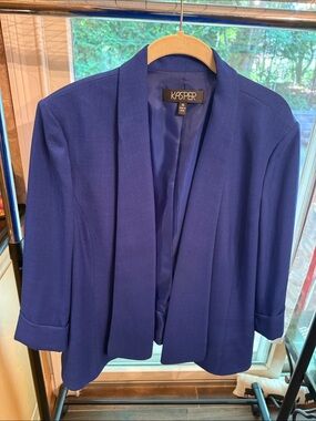 Kasper Deep Blue Open-Front Blazer